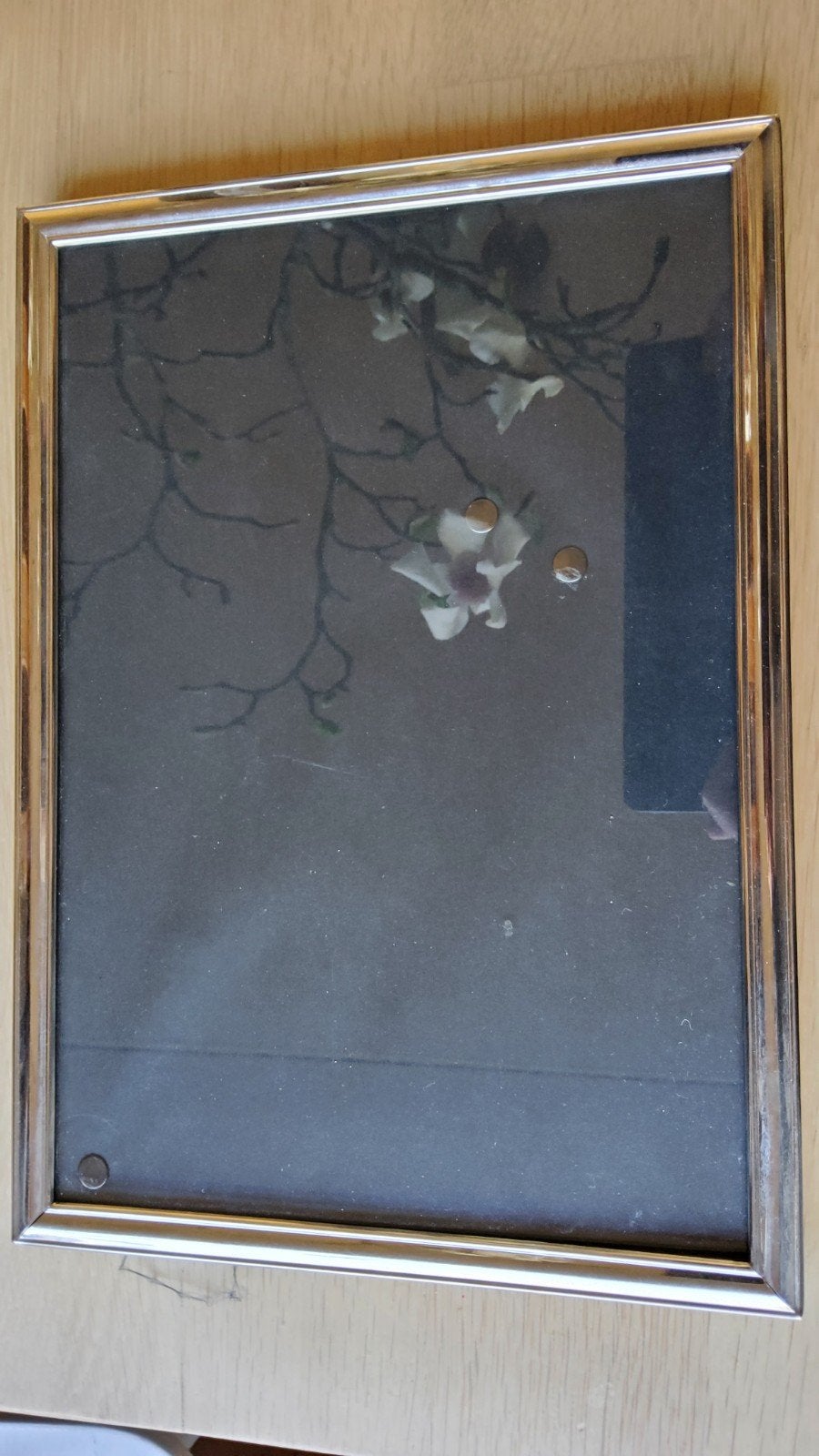 Vintage groot zilver kleur fotolijstje brede rand., Antiek en Kunst, Ophalen of Verzenden